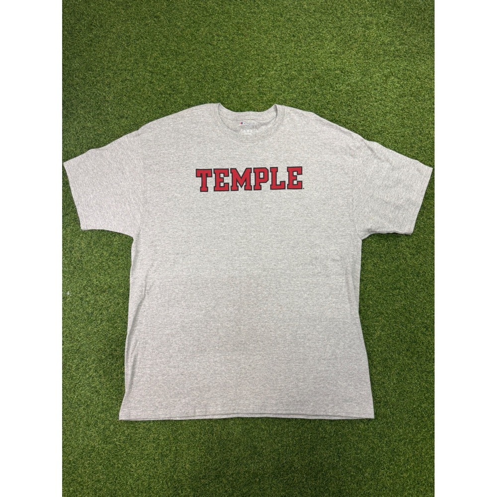 Champion Temple University Owls T-Shirt Mens 2XL Gray Short Sleeve